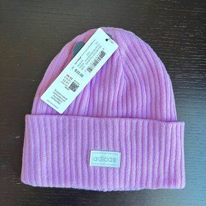 New Women's Adidas 4 Inch Cuff Fold Beanie Purple Hat